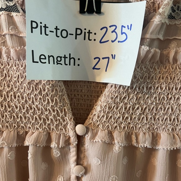 White House Black Market Pale Pink Smocked Ruffled Blouse - Picture 15 of 16
